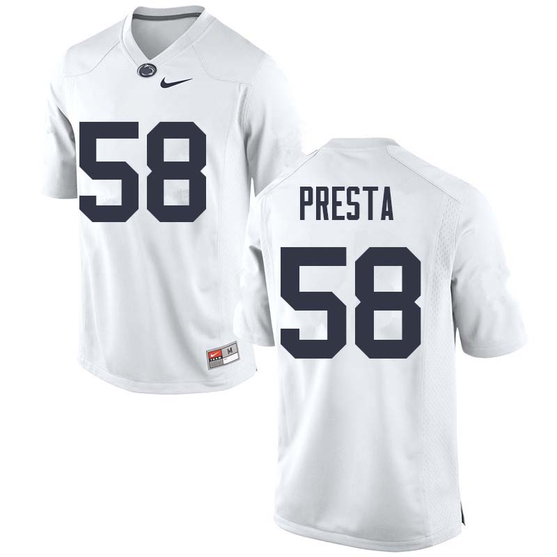 Men #58 Evan Presta Penn State Nittany Lions College Football Jerseys Sale-White